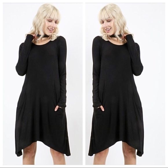 Boutique Dresses & Skirts - ❤️ 😊 BLACK SWING DRESS W/POCKETS NEW